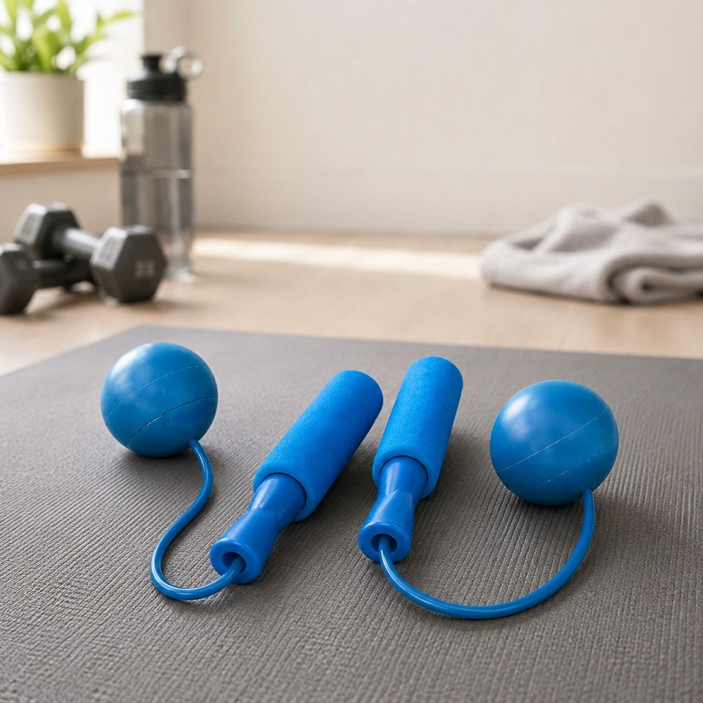Skipping Rope Pvc - PVCロープ素材のコードレス縄跳び、ブルーとピンクのカラーオプション、TPR製ウェイトボール付きコードレス縄跳び、ウェイトボールデザイン