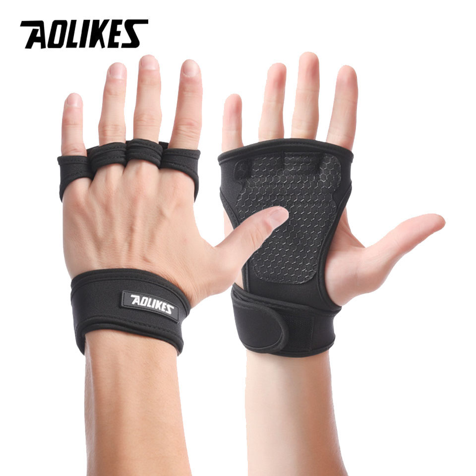 Crossfit Workout Gear - Aolikes-男性と女性のためのウェイトリフティンググローブ、トレーニングジムグリップ、フィットネスグローブ、クロスフィット、ボディビルディングリストバンド、ハンドパームプロテクター