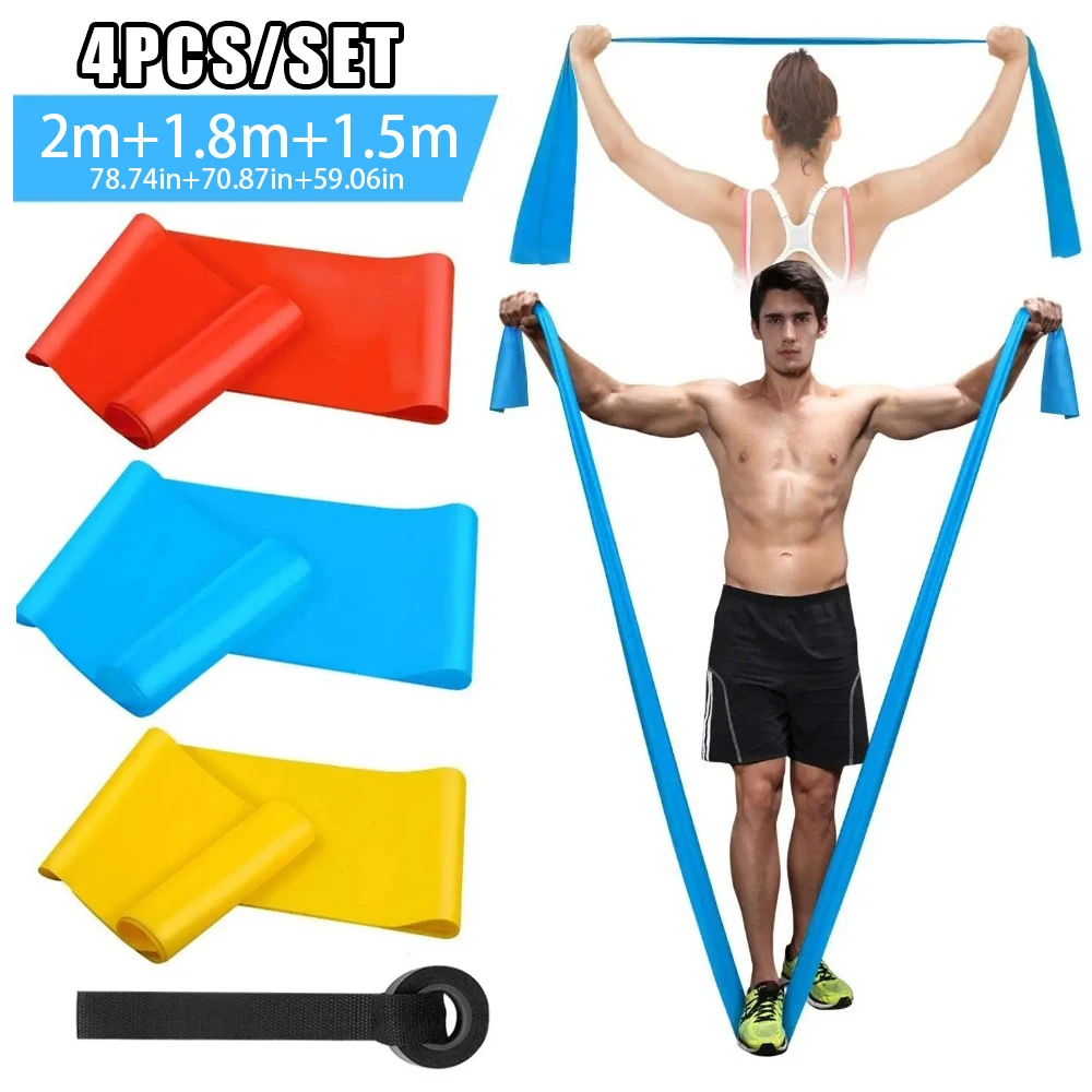 Crossfit Workout Gear - 4 ピース/セット弾性フィットネスバンド抵抗バンドテープヨガピラティスクロスフィットストレッチ筋肉ワークアウト機器