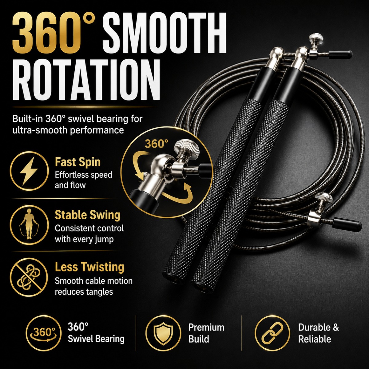 360度回転ボールベアリングスピードジャンプロープ、調節可能 - Jump Rope Speed Bearing のレビューと価格